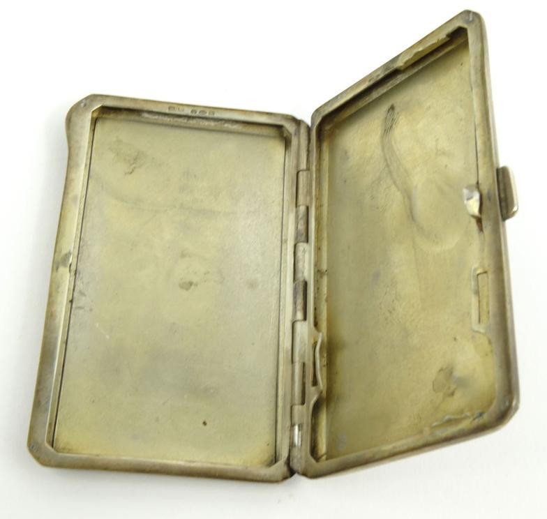 Rectangular silver cigarette case, the lid enamelled with a Venetian scene, stamped '925' to the - Image 4 of 5