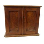 Victorian burr walnut lockable cabinet with brass carrying handles and silk panelled doors, 47cm