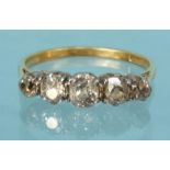 18ct gold diamond five stone ring, size O, approximate weight 2.8g : For Condition Reports please