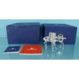 Boxed Swarovski Crystal horse group, 9.5cm high : For Condition Reports please visit www.