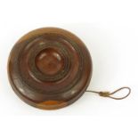 Victorian hardwood yo-yo, 9cm diameter : For Condition Reports please visit www.eastbourneauction.