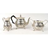 Silver three piece tea service 'Presented to Sir John and Lady Groves by The Tenants and Friends