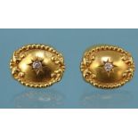 Pair of 14K gold diamond cuff links, approximate weight 5.0g : For Condition Reports please visit