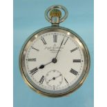 Omega open faced gentleman's pocket watch, the dial marked 'Joseph Aprahamian Watchmaker,