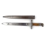 German military interest bayonet and scabbard, impressed 'Waffenfabrik Neuhausen' to the blade and