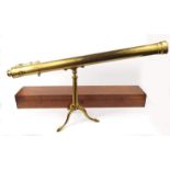 Victorian brass telescope on stand, Lejeune & Perkens, Hatton Gardens, London, housed in a
