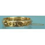 9ct gold buckle design bangle, 6.5cm diameter, approximate weight 11.3g : For Condition Reports