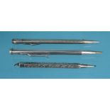 Three silver propelling pencils : For Condition Reports please visit www.eastbourneauction.com