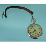Military interest Jaeger LeCoultre pocket watch with luminous dial and numbered GE/50 A18644 to