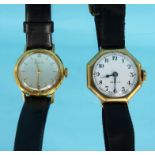 Two Zenith lady's wristwatches - one 18ct example and one 9ct example : For Condition Reports please