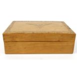 German military interest wooden cigar box, the lid engraved with an eagle and Swastika, 16cm x