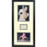 Boxing interest Henry Cooper autographed photographs mounted in a contemporary frame, 54cm x 27cm (