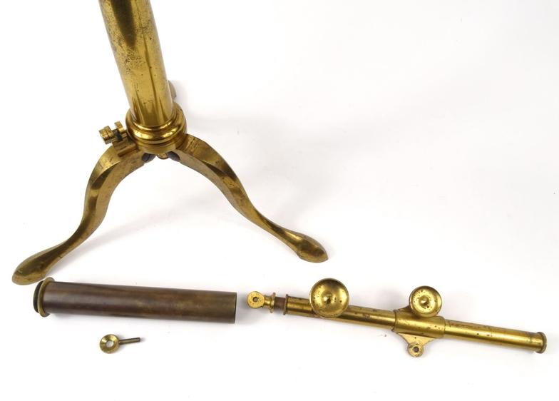 Victorian brass telescope on stand, Lejeune & Perkens, Hatton Gardens, London, housed in a - Image 6 of 9