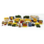 Collection of boxed Dinky and Matchbox die cast vehicles including Coles Mobile Crane (971),