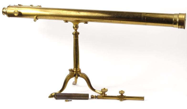 Victorian brass telescope on stand, Lejeune & Perkens, Hatton Gardens, London, housed in a - Image 2 of 9