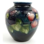 Moorcroft Clematis patterned pottery vase, impressed mark to base, 10cm high : For Condition Reports