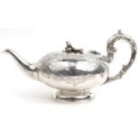 Victorian silver teapot with floral chased decoration, Edinburgh 1853-54, 15.5cm high : For