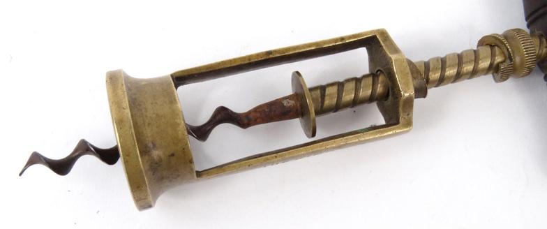 Victorian wooden and brass 'The King Patent' corkscrew numbered 6064, 18cm long : For Condition - Image 3 of 8