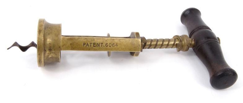 Victorian wooden and brass 'The King Patent' corkscrew numbered 6064, 18cm long : For Condition - Image 5 of 8
