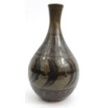 Ursula Mommens Studio pottery vase hand painted with an abstract design, 27cm high : For Condition