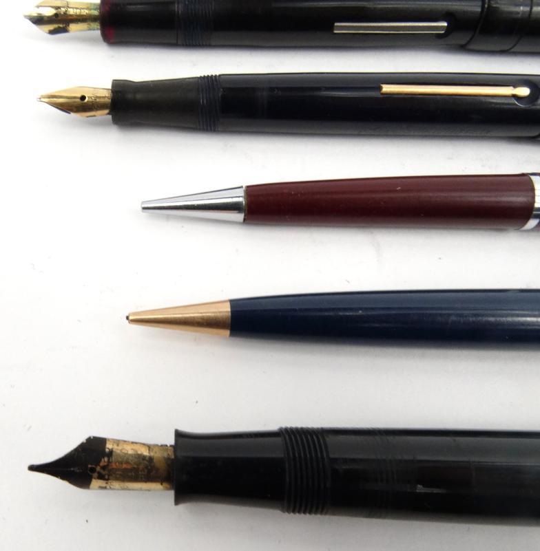 Six fountain pens comprising Swan self-filler, two Parkers, Osmiroid 65 , together with two other - Image 3 of 4