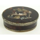 Silver tortoiseshell trinket box with mother of pearl oriental design lid, L & S Birmingham 1907/