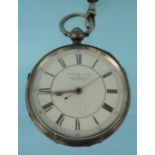 Gentleman's silver John Monias open faced pocket watch, 5.3cm diameter, approximate weight 134.