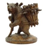 Carved wooden Black Forest bear decanter stand, 25cm high : For Condition Reports please visit www.
