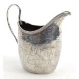 Georgian silver cream jug with engraved decoration, AB London 1874-75, 9.7cm high : For Condition