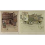 Pair of pencil signed Cecil Aldin coaching inn prints, mounted and framed, 46cm x 35cm excluding the