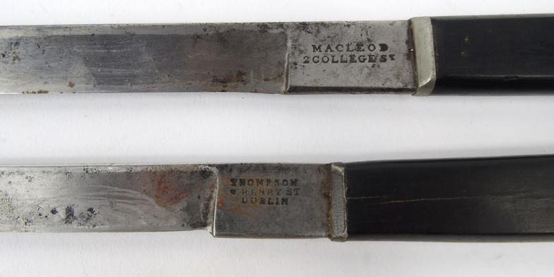 Two Victorian ebony handled surgeon's knives, Thompson and Henry Street, Dublin, and McLeod, 2 - Image 2 of 5