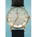 Longines 9ct gold wristwatch , 3cm diameter : For Condition Reports please visit www.