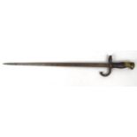 Military interest bayonet numbered 98507 to the handle with engraved lettering and dated 1878 to the