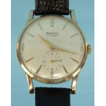 Baume Incabloc 9ct gold wristwatch, 3cm diameter : For Condition Reports please visit www.