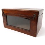 Mahogany glass fronted letterbox with paper label to the interior for the Telegraph Office, 26cm