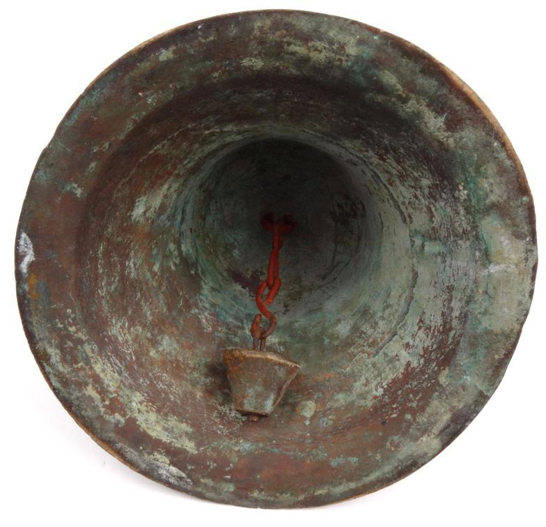 Large bronze monastery bell possibly Spanish, 28cm high x 30cm diameter : For Condition Reports - Image 6 of 6