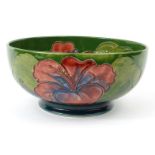 Moorcroft Hibiscus patterned pottery bowl, paper label to base, 20cm diameter : For Condition