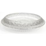 Large Lalique Marguerites glass fruit bowl decorated with daisys, engraved 'Lalique France' to the