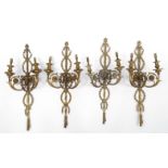 Set of four Victorian swag design brass wall appliques, 70cm long : For Condition Reports please