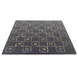 Victorian papier maché chess board with inlaid mother of pearl decoration, 34.5cm square : For