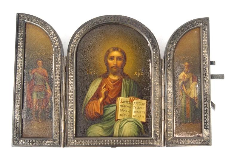 Russian silver framed hand painted icon, Russian script to back, dated 1915, given by Roderick to - Image 6 of 8