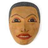 Wooden tribal mask, possibly Egyptian, with hand painted features, 16cm high : For Condition Reports