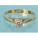 18ct gold diamond solitaire ring, size M, approximate weight 2.2g : For Condition Reports please