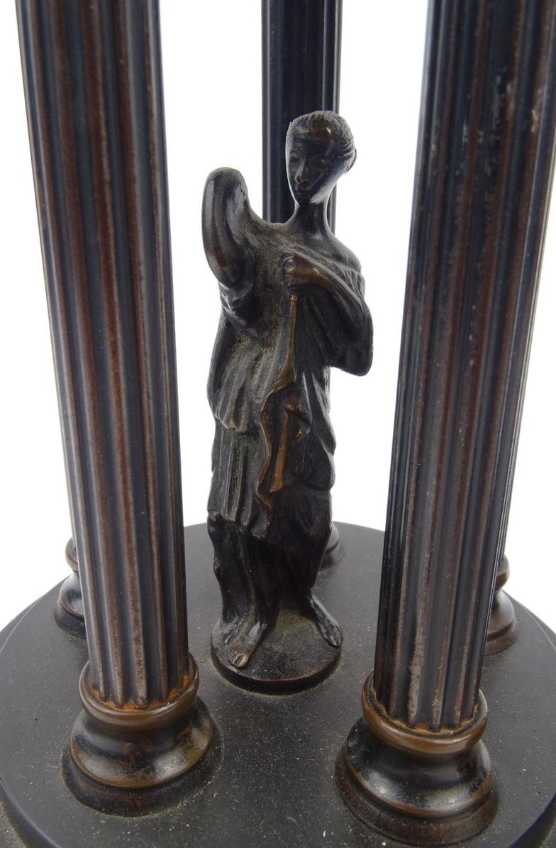 Pair of Italianate classical bronze marble column mantel ornaments, 27.5cm high : For Condition - Image 4 of 7