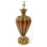 Large Murano red and gold flecked glass lamp, 42cm high : For Condition Reports please visit www.