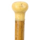 Victorian ivory topped Malacca walking stick, 83cm long : For Condition Reports Please visit www.