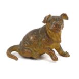 Miniature cold painted bronze model of a puppy dog, 3cm high : For Condition Reports Please visit