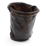 Antique leather fire bucket, 30cm high : For Condition Reports Please visit www.eastbourneauction.