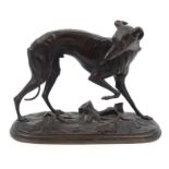 Trouillard signed bronze model of a greyhound, 15.5cm high : For Condition Reports Please visit