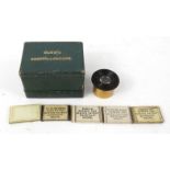 Clews brass scintilloscope housed in a cardboard box with slides, 2.5cm diameter : For Condition
